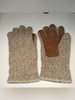 Vintage Wool Gloves Leather Deerskin Palm Lined Size Small